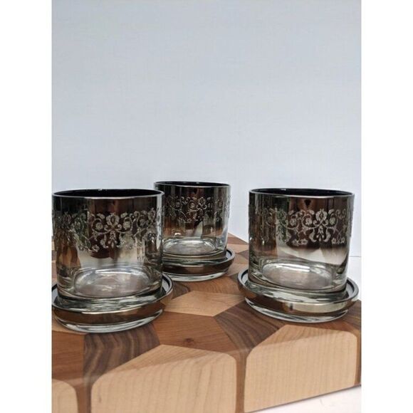 Queen's Lusterware vitreon Ice bucket rock/shot glass set, faded mercury silver - Picture 4 of 9